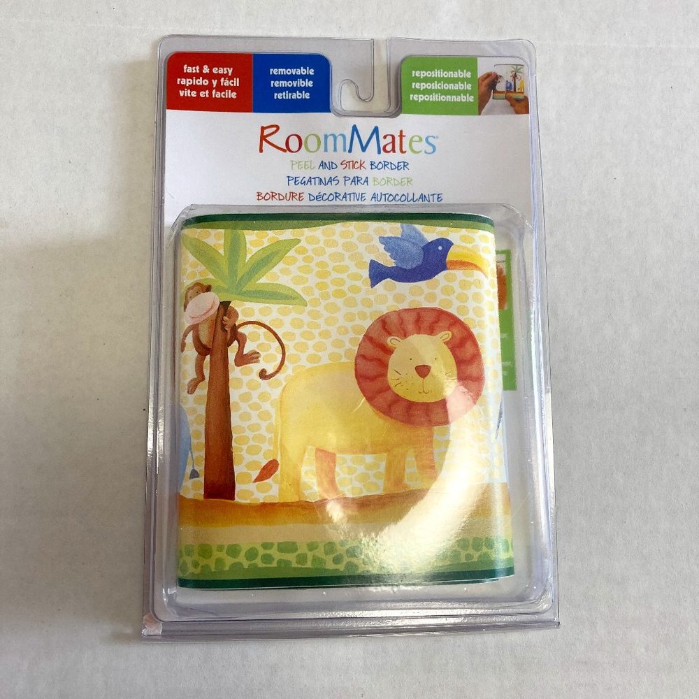 NWT RoomMates Peel & Stick Border Jungle Animals New 5 in x 15 ft Multicolor